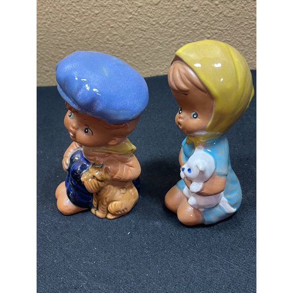 Vintage Napcoware Figurine Boy And Girl Sitting With Dogs - Picture 2 of 8